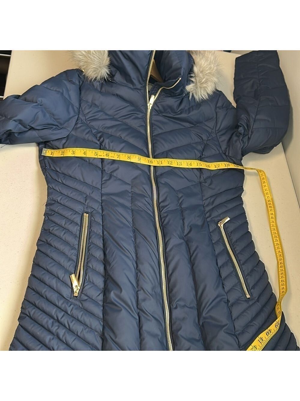 Anne Klein Winter Down Filled Classic Minimalist Puffer Jacket Coat Medium - Picture 13 of 15